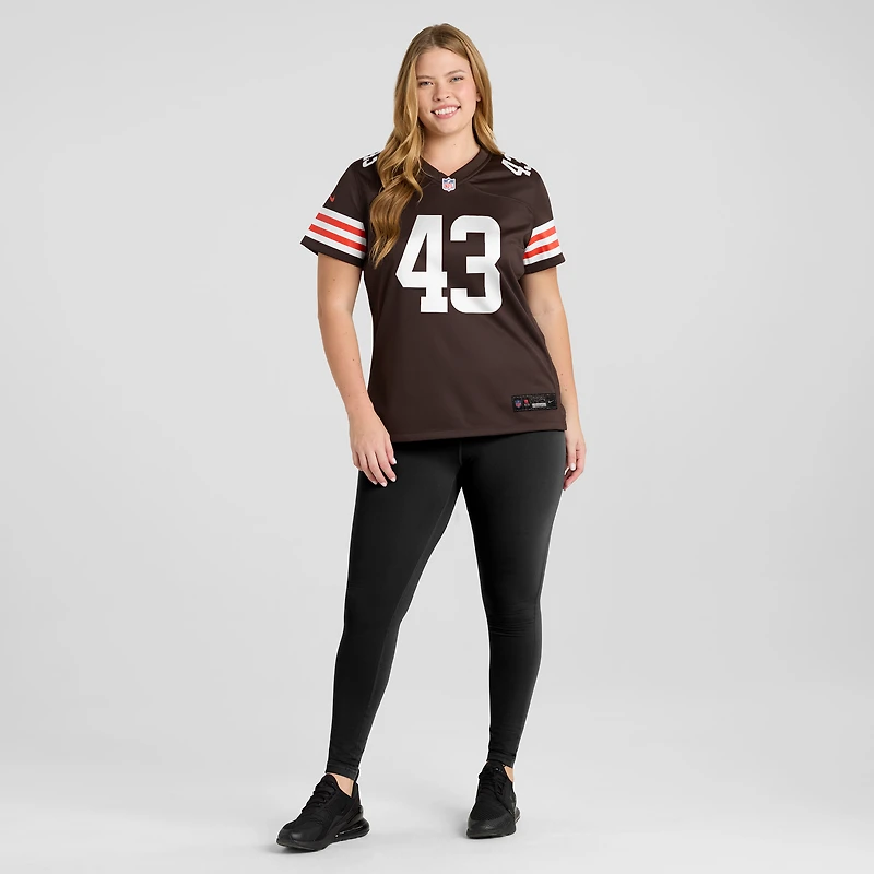 Maillot de match l'équipe Nike Mohamoud Diabate marron pour femme des Cleveland Browns