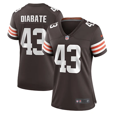 Maillot de match l'équipe Nike Mohamoud Diabate marron pour femme des Cleveland Browns