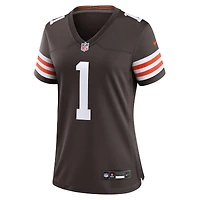Maillot de match Nike numéro 1 Bride marron pour femmes des Cleveland Browns