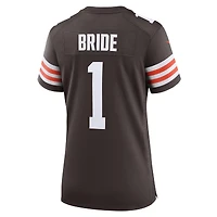 Maillot de match Nike numéro 1 Bride marron pour femmes des Cleveland Browns