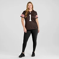 Maillot de match Nike numéro 1 Bride marron pour femmes des Cleveland Browns