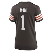 Maillot de match des Cleveland Browns Nike numéro 1 Mom marron pour femme