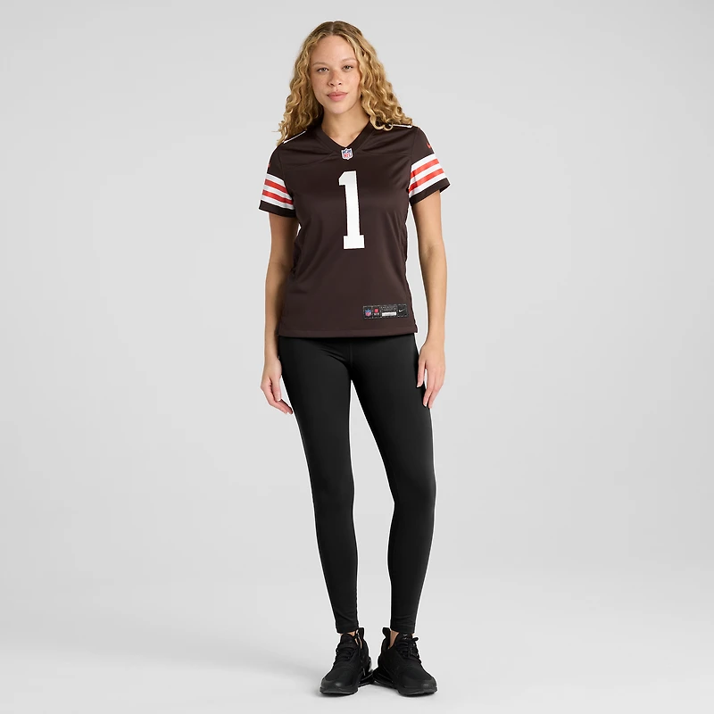 Maillot de match des Cleveland Browns Nike numéro 1 Mom marron pour femme