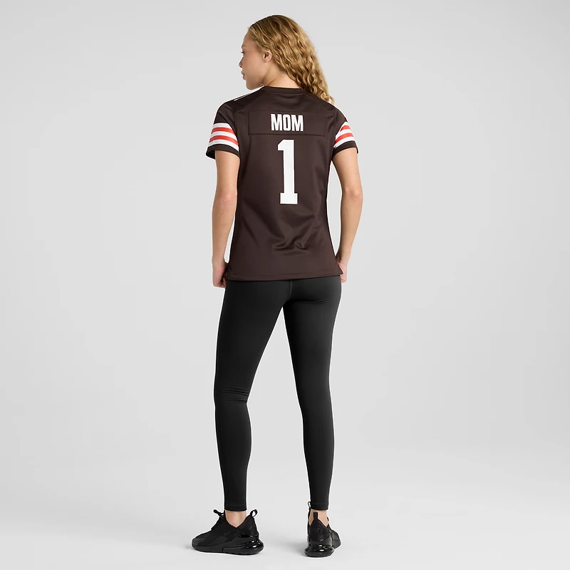 Maillot de match des Cleveland Browns Nike numéro 1 Mom marron pour femme