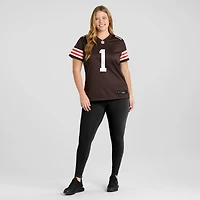 Maillot de match des Cleveland Browns Nike numéro 1 Mom marron pour femme