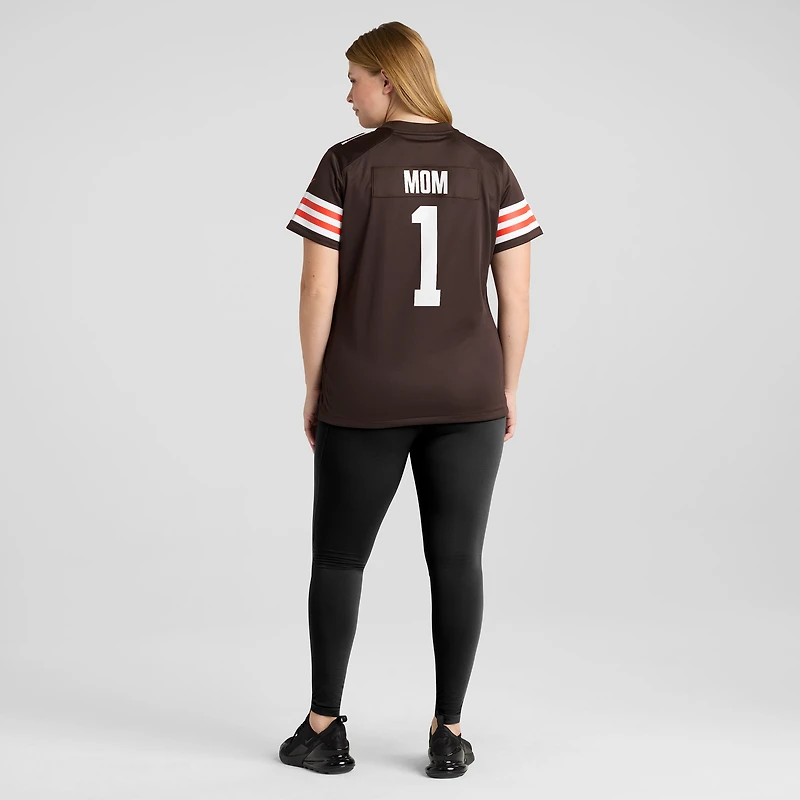 Maillot de match des Cleveland Browns Nike numéro 1 Mom marron pour femme