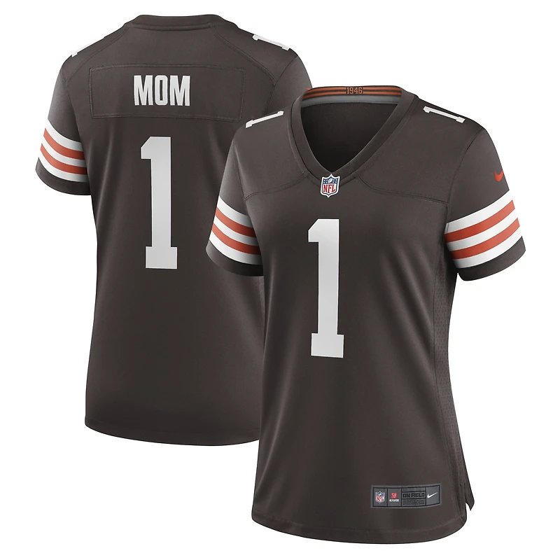 Maillot de match des Cleveland Browns Nike numéro 1 Mom marron pour femme
