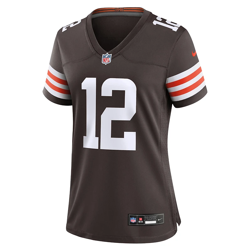 Maillot Nike Shedeur Sanders Brown pour femme, match de draft NFL 2025 des Cleveland Browns