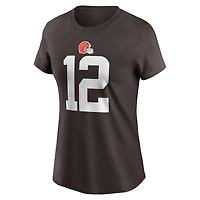 T-shirt Nike Shedeur Sanders Brown pour femme, nom et numéro de la draft NFL 2025 des Cleveland Browns
