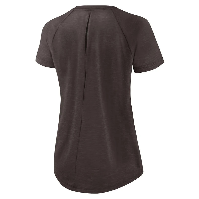 Women's Nike White/Heather Scarlet Cleveland Browns Back Slit Lightweight Fashion T-Shirt