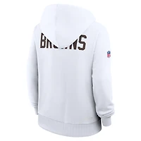Sweat à capuche Nike blanc Cleveland Browns Throwback Sideline Standard Issue Dri-FIT pour femme