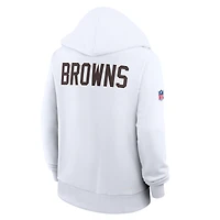 Sweat à capuche Nike blanc Cleveland Browns Throwback Sideline Standard Issue Dri-FIT pour femme