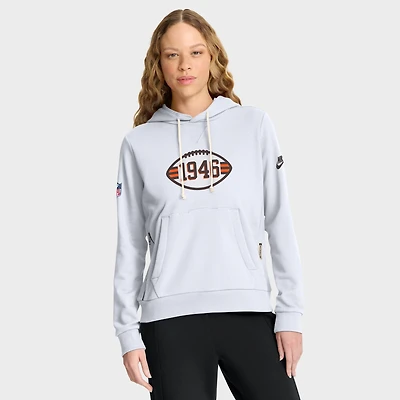 Sweat à capuche Nike blanc Cleveland Browns Throwback Sideline Standard Issue Dri-FIT pour femme