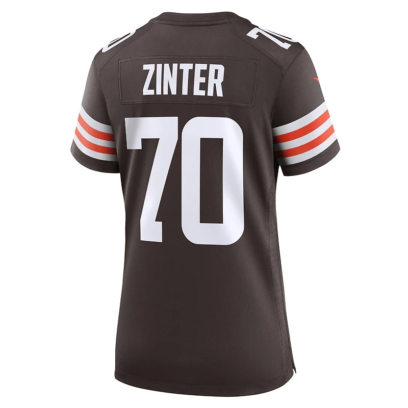 Maillot de match Nike Zak Zinter Brown pour femme des Cleveland Browns