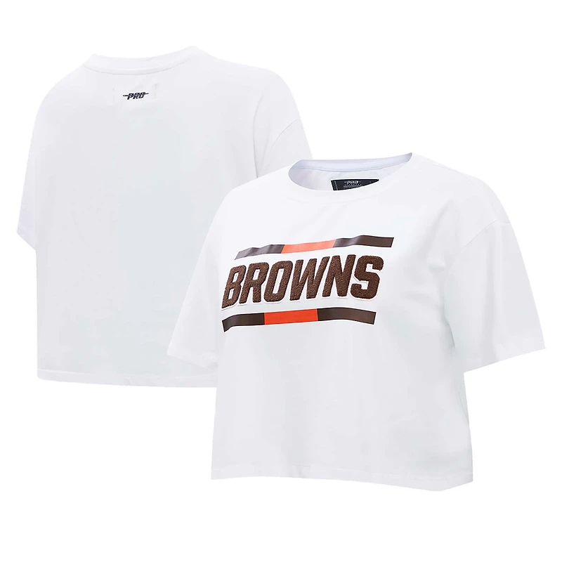 T-shirt court Pro Standard pour femmes, Cleveland Browns New Helmet Capsule, blanc