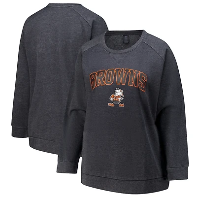Women's Profile  Charcoal Cleveland Browns Plus Acid Wash Raglan Sweatshirt