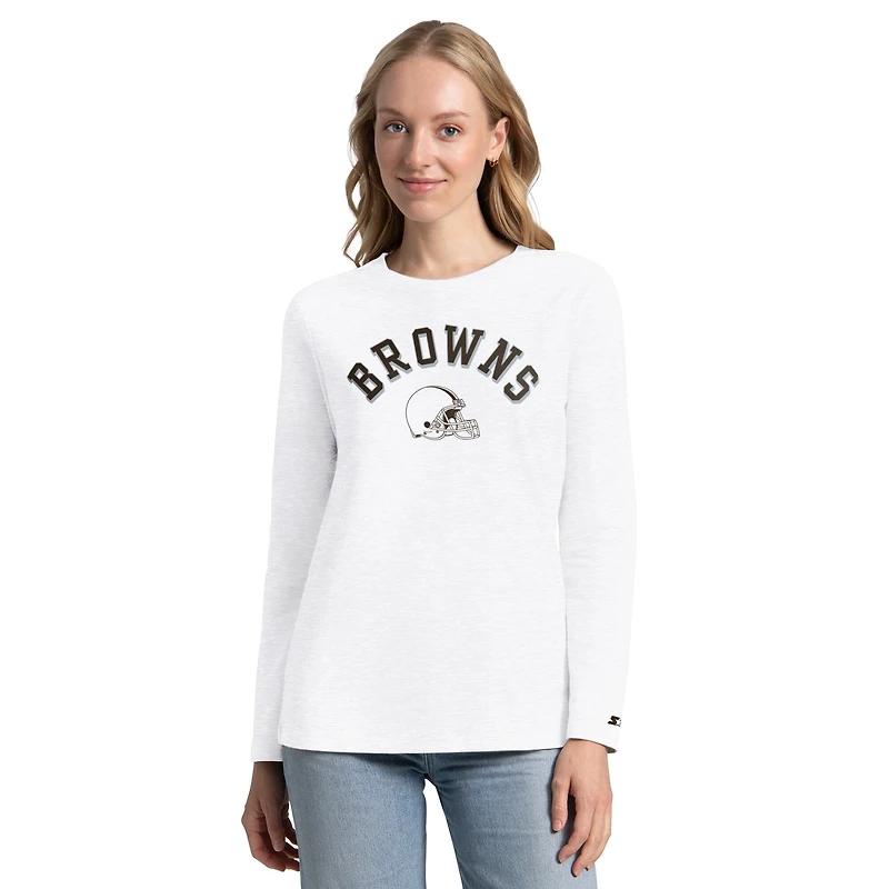 Women's Starter Brown/Ash Cleveland Browns Short Sleeve & Long T-Shirt Combo Pack