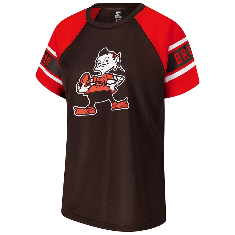 Haut raglan à blocs de couleurs pour femmes Starter Brown Cleveland Browns 1st Rounder