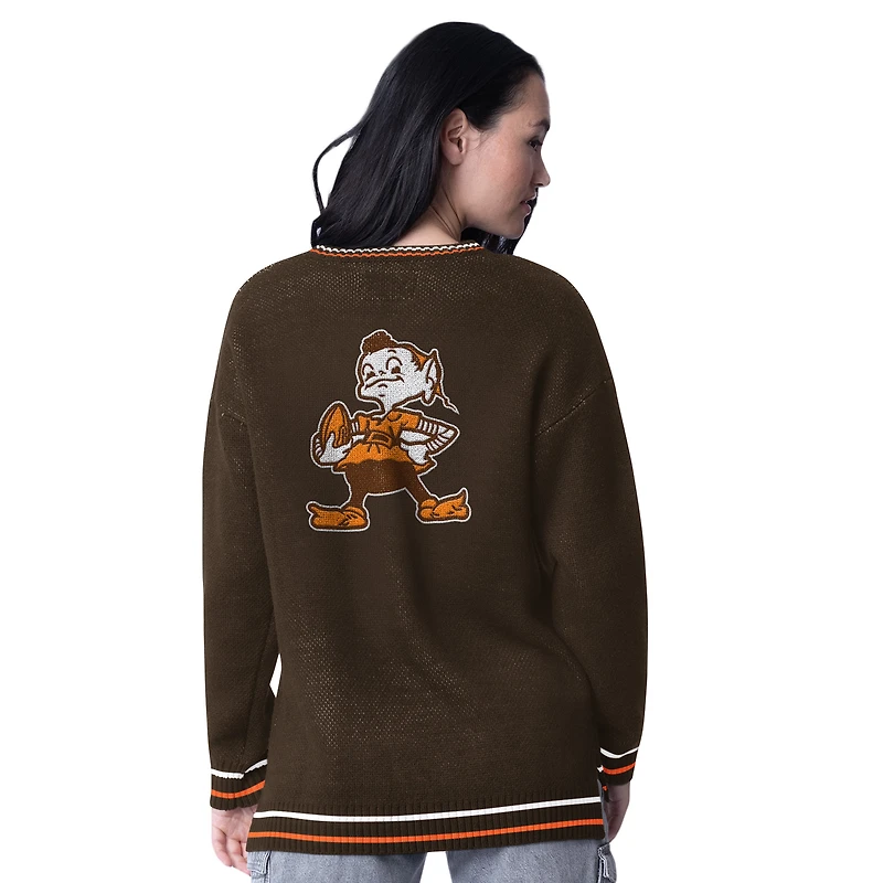 Pull en tricot intarsia surdimensionné Starter Brown des Cleveland Browns pour femme