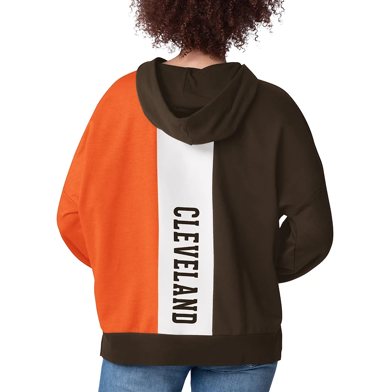 Women's Starter Brown Cleveland Browns Power Move Long Sleeve Pullover Hoodie