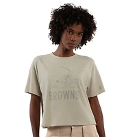T-shirt court à strass Starter kaki pour femme, Cleveland Browns