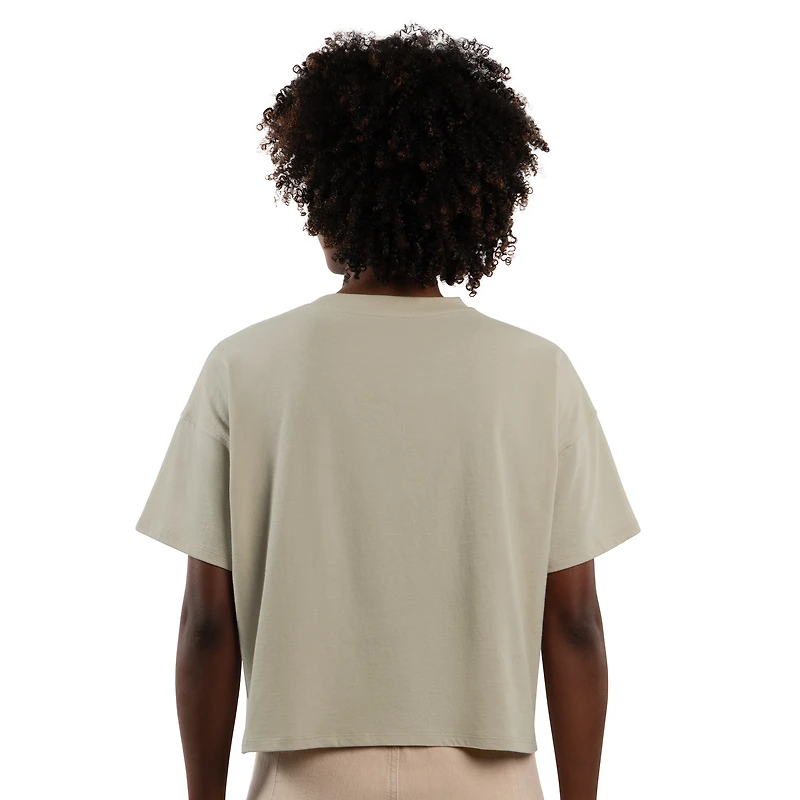 T-shirt court à strass Starter kaki pour femme, Cleveland Browns