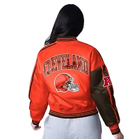 Veste courte à boutons-pression Starter orange/marron Cleveland Browns pour femme