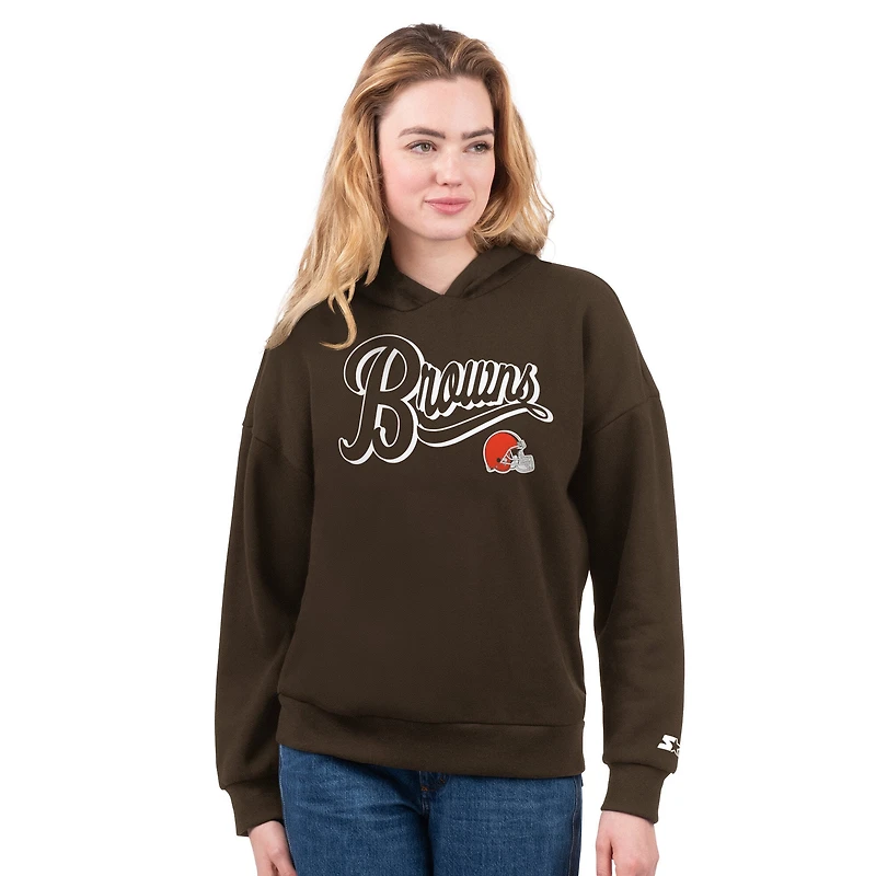 Women's Starter Orange/Brown Cleveland Browns Hoodie & T-Shirt Combo Pack