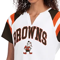 Women's Starter  White Cleveland Browns Game On Notch Neck T-Shirt