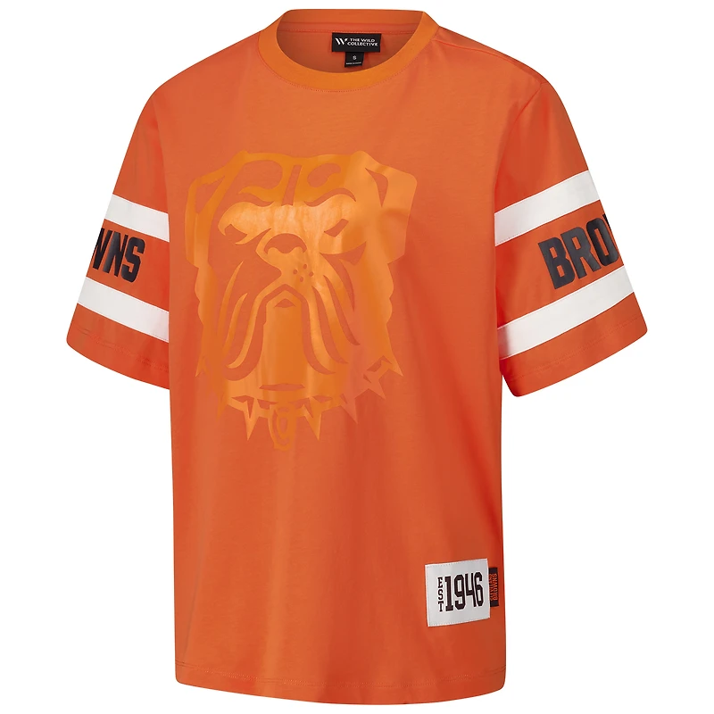 T-shirt orange à épaules tombantes pour femme The Wild Collective des Cleveland Browns