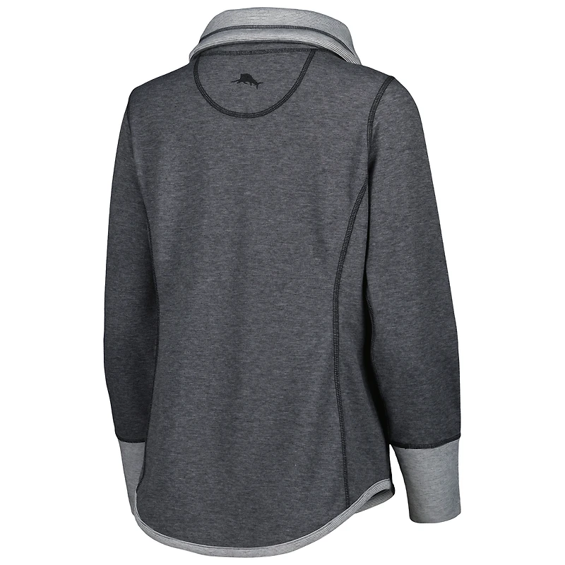 Women's Tommy Bahama Heathered Black Cleveland Browns Sport Sun Fade Full-Zip Sweatshirt