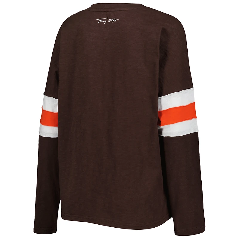 Tommy Hilfiger Brown Cleveland Browns Justine T-shirt à manches longues pour femme