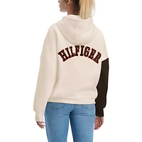 Sweat à capuche Tommy Hilfiger crème/marron pour femmes Cleveland Browns Harriet