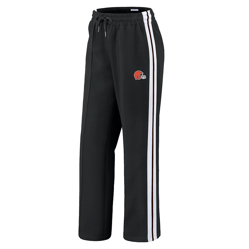 Women's WEAR by Erin Andrews Black Cleveland Browns Color-Block Straight Leg Pants
