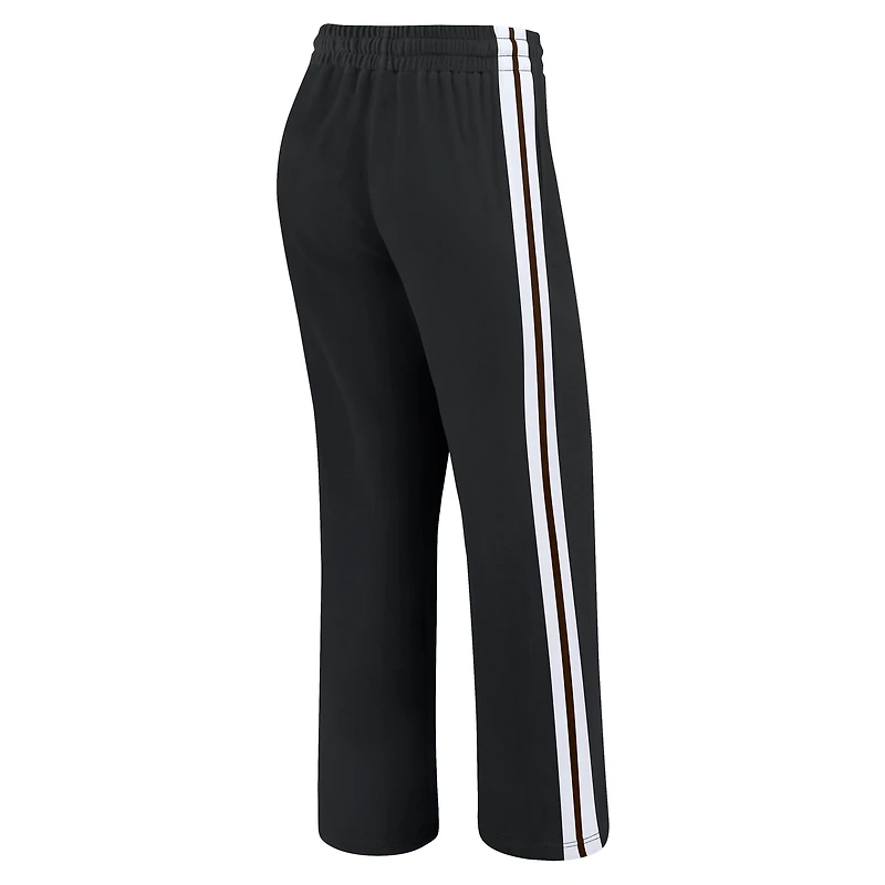 Women's WEAR by Erin Andrews Black Cleveland Browns Color-Block Straight Leg Pants