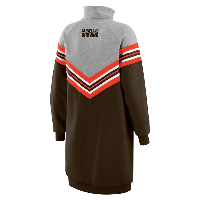 Robe à rayures en chevrons Cleveland Browns marron/gris chiné pour femme WEAR by Erin Andrews