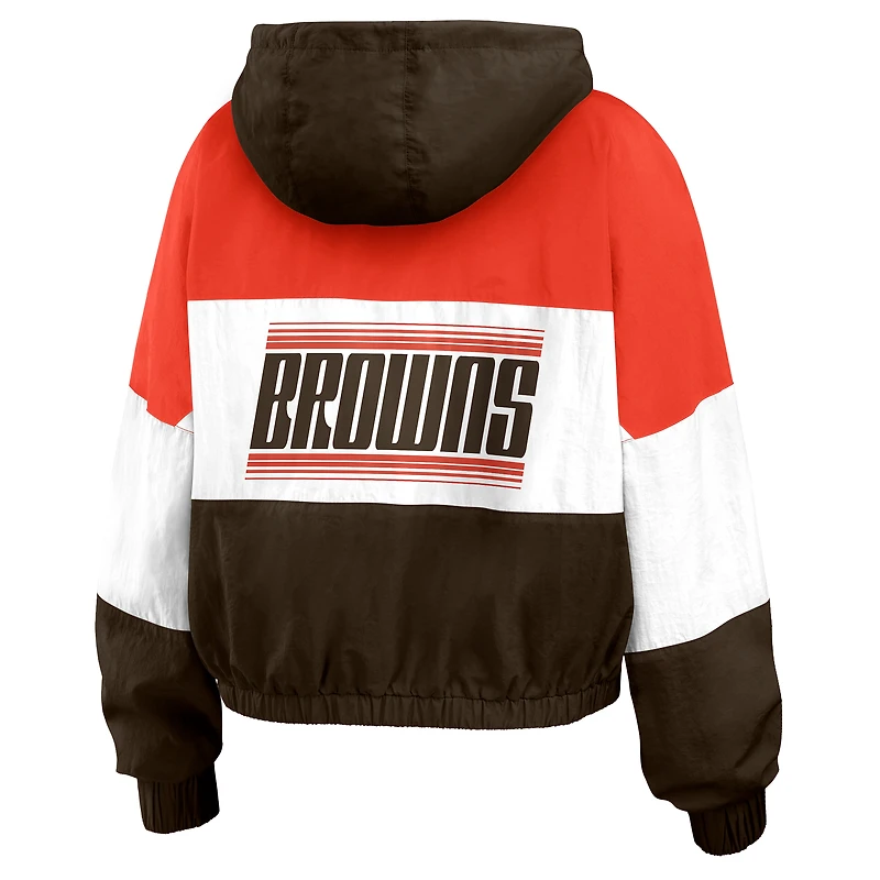 Veste coupe-vent entièrement zippée à blocs de couleurs marron/orange Cleveland Browns WEAR by Erin Andrews pour femme