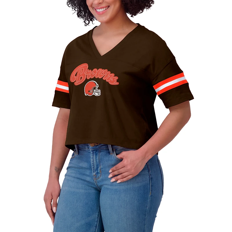 T-shirt boxy à blocs de couleurs marron/blanc grande taille pour femme WEAR by Erin Andrews Cleveland Browns