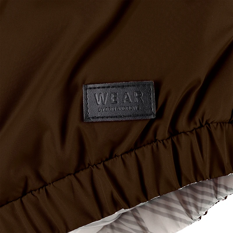 Women's WEAR by Erin Andrews  Brown/White Cleveland Browns Reversible Cropped Full-Zip Puffer Jacket