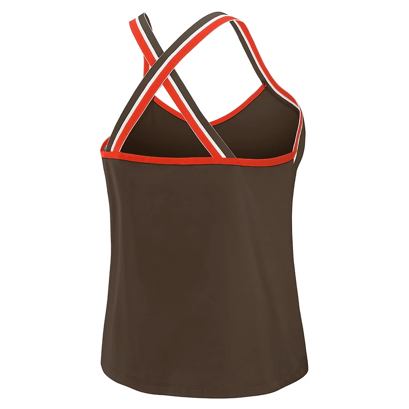 Débardeur à bretelles croisées Tri-Blend pour femme WEAR by Erin Andrews Brown des Cleveland Browns