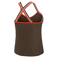 Débardeur à bretelles croisées Tri-Blend pour femme WEAR by Erin Andrews Brown des Cleveland Browns