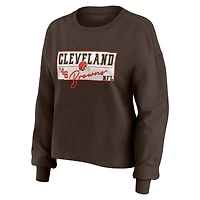 Ensemble de détente pour femme WEAR by Erin Andrews Brown Cleveland Browns, composé d'un t-shirt à manches longues et short en jersey rugby épais