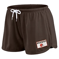 Ensemble de détente pour femme WEAR by Erin Andrews Brown Cleveland Browns, composé d'un t-shirt à manches longues et short en jersey rugby épais