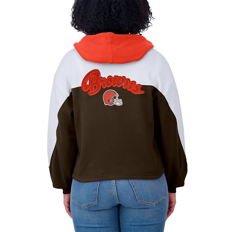 Sweat à capuche zippé blocs de couleurs grande taille pour femme WEAR by Erin Andrews Brown Cleveland Browns