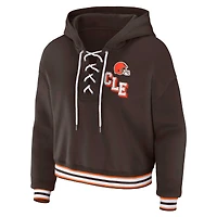 Sweat à capuche lacets grande taille pour femme WEAR by Erin Andrews Brown Cleveland Browns