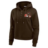 Women's WEAR by Erin Andrews  Brown Cleveland Browns Plus Waffle Hoodie Pullover Top