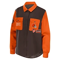 WEAR by Erin Andrews Brown Veste chemise à pression des Cleveland Browns pour femmes