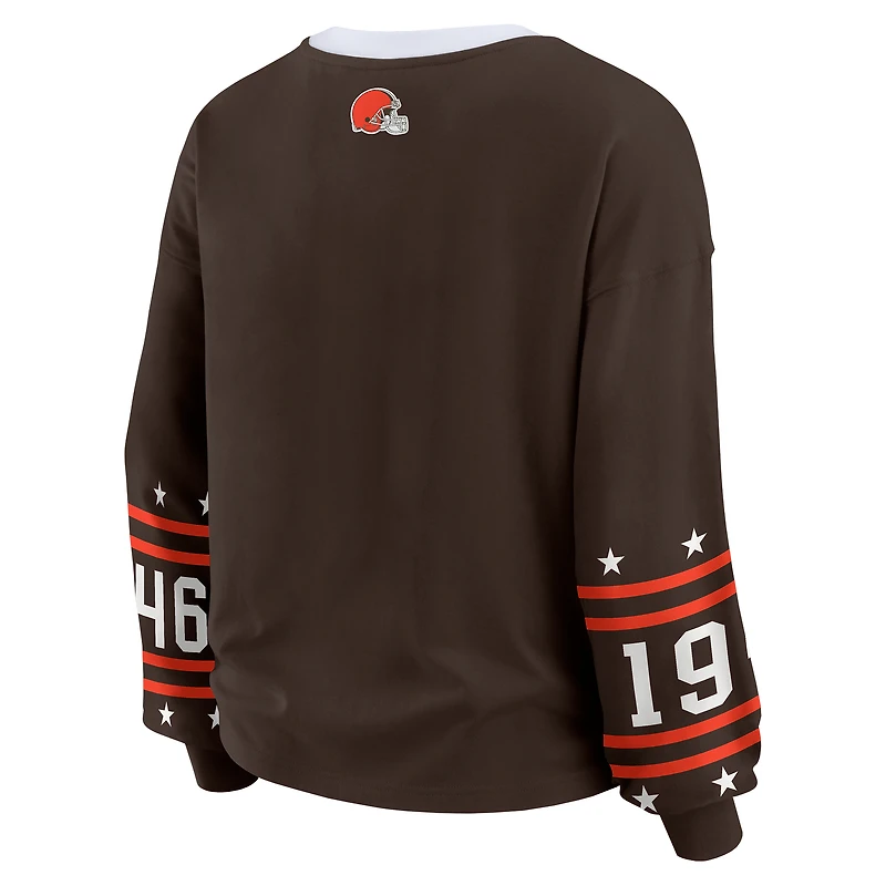 T-shirt de sport à manches longues pour femme WEAR by Erin Andrews Brown des Cleveland Browns
