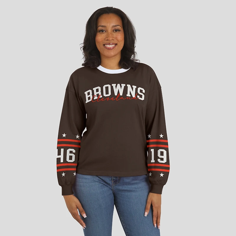 T-shirt de sport à manches longues pour femme WEAR by Erin Andrews Brown des Cleveland Browns