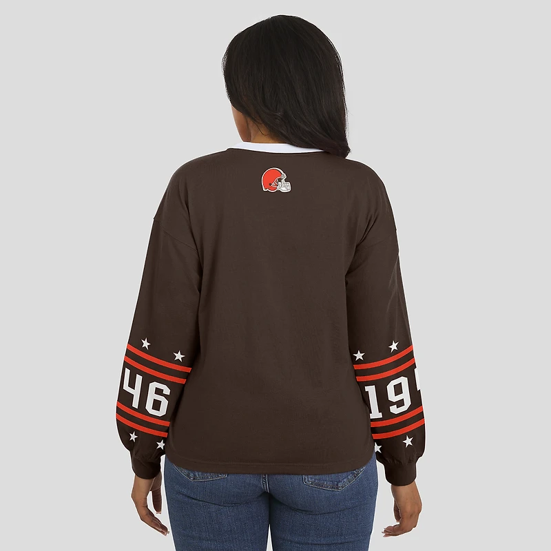 T-shirt de sport à manches longues pour femme WEAR by Erin Andrews Brown des Cleveland Browns